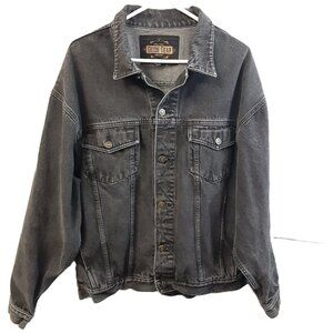 Guide Gear Mens Denim Jacket XL Cotton Black Pockets Button-up Outdoor Hiking